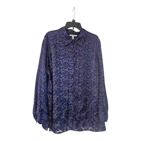 JM Collection Tops - JM Colection Woman Size 24W Blouse Button-Up Long Sleeve Purple Collared